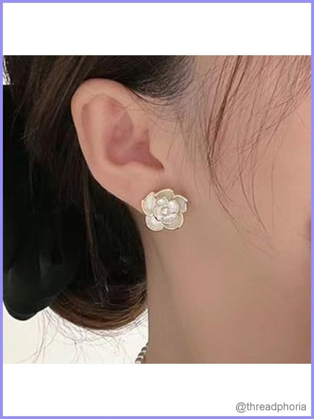 White Gardenia Acrylic Flower Stud Earrings Sterling Silver Posts - Picture 2 of 4